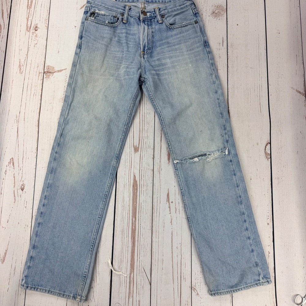 Abercrombie Kids Light Wash Distressed Straight Leg Jeans Size 14/16